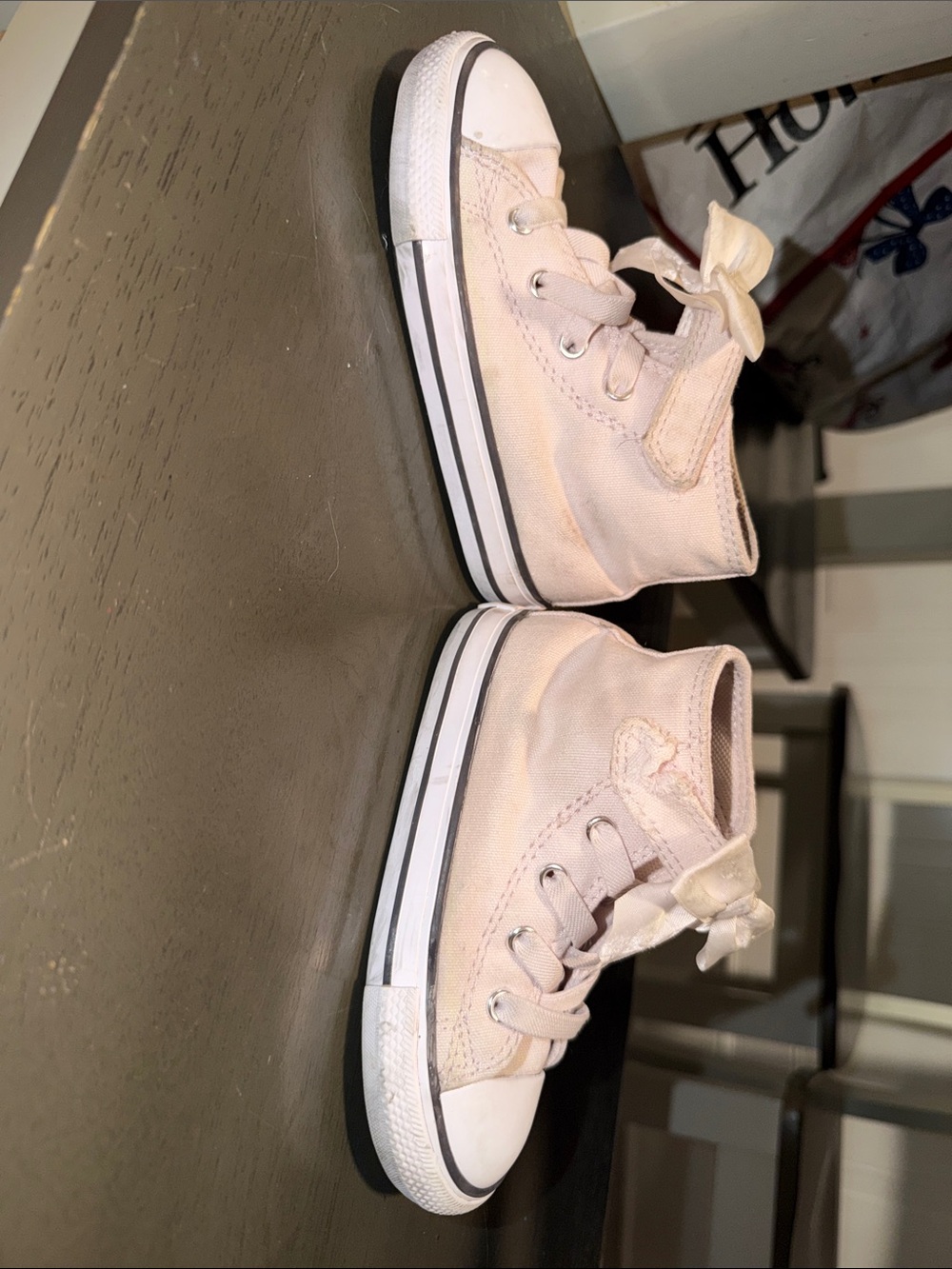 Converse Kids Light Pink High-Top Sneakers with Bow Accent